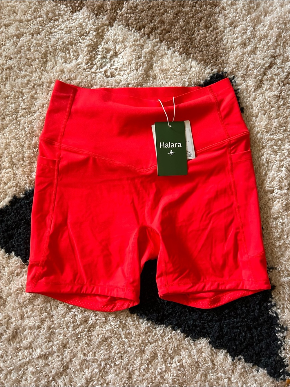 HALARA Bright Red High-Rise Bike Shorts